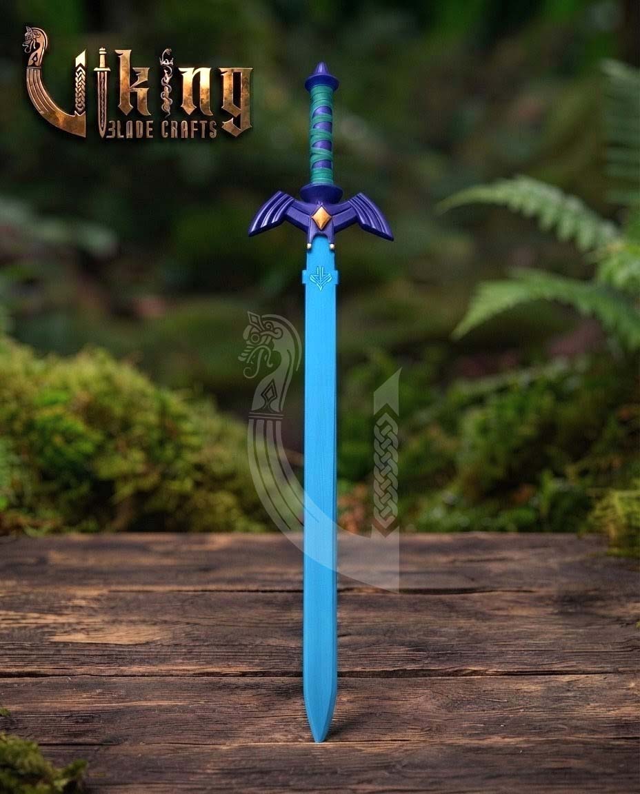 Zelda Master Sword & Hylian Shield Set — Blue Color-Plated Blade