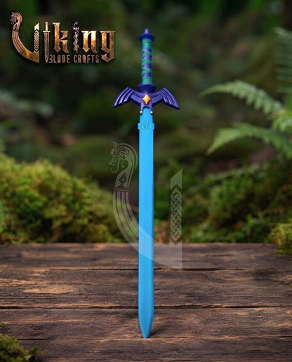 Zelda Master Sword & Hylian Shield Set — Blue Color-Plated Blade