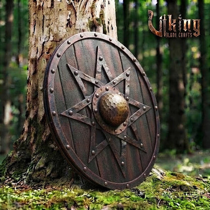 The Skjöldr of the North Star Handcrafted 8-Pointed Iron-Overlaid Shield