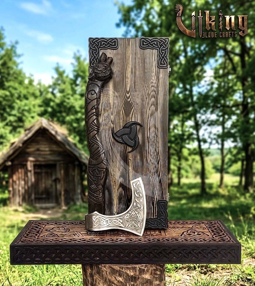 Fenrir Viking Axe | Hand Carved Wolf Handle | Forged Steel