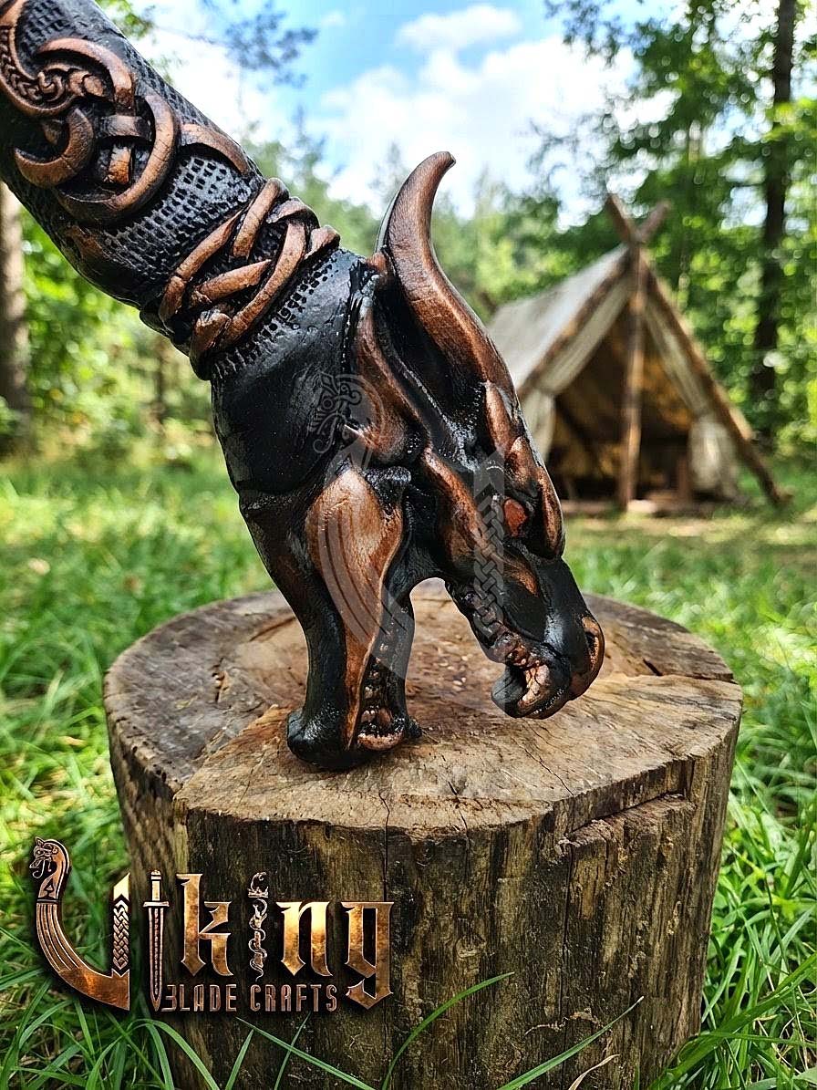 The Fáfnir Legacy 23" Hand-Forged 3D Carved Norse Dragon Axe