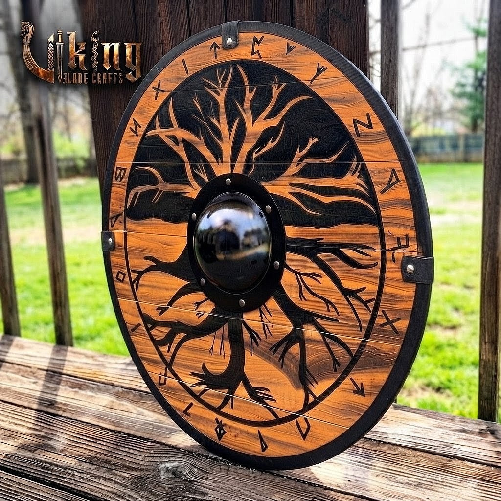 The Yggdrasil Core Hand-Carved Tree of Life Viking Shield