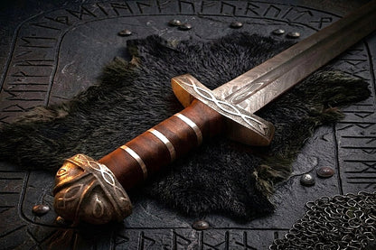 Handmade Damascus Steel Northmen Viking Sword with Scabbard