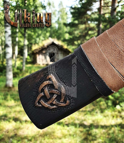 Mammen-Style Viking Axe 30" | Hand-Forged Bearded Axe with Carved Ashwood