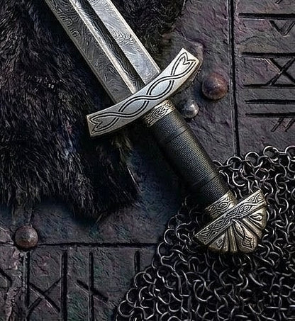 Damascus Steel Northmen Black Edition Viking Sword with Scabbard