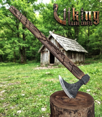 Ragnar-Inspired Viking Axe | Hand-Forged Bearded Axe | Ashwood