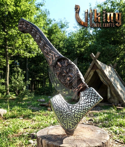 The Odin's Whisper 23" Hand-Forged Owl Rosewood Axe | Flared Variant