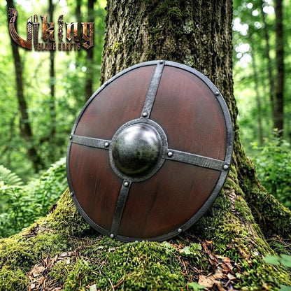 The Shield-Wall Veteran Dark Mahogany Wooden Viking Shield