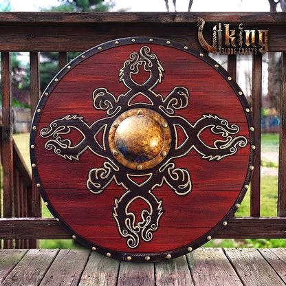The Jreki Crossroads 4-Dragon Crimson Viking Shield