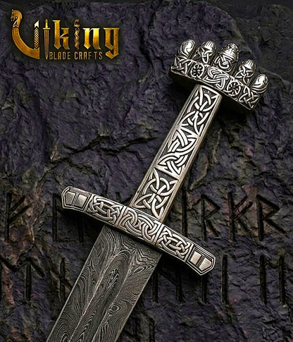 Handmade Damascus Steel Viking Sword – Medieval Replica Collectible