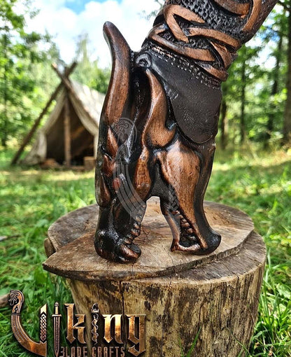 The Fáfnir Legacy 23" Hand-Forged 3D Carved Norse Dragon Axe