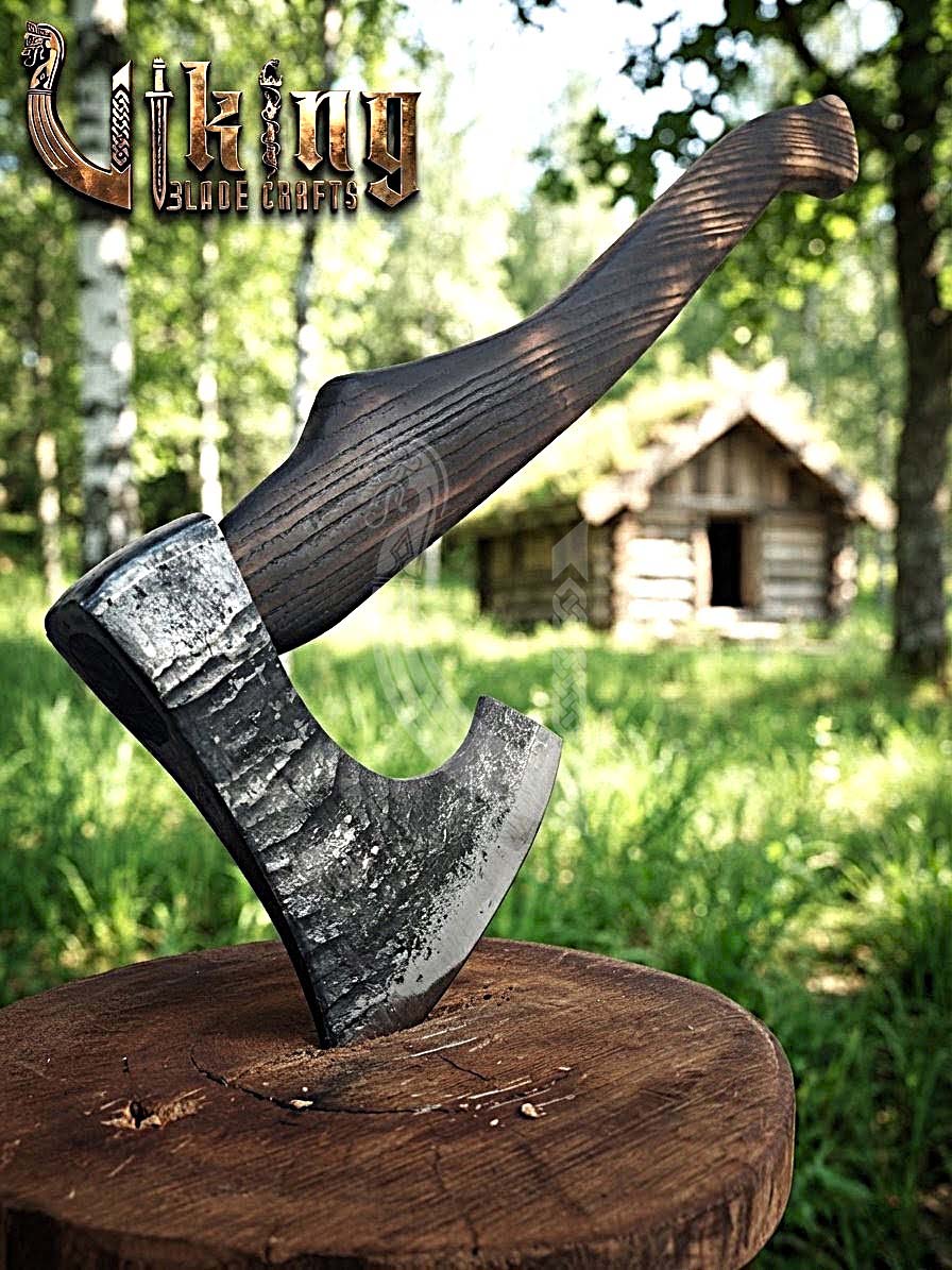 True Hand-Forged Viking Bearded Axe 30" | Recurve Fanned Skeggøx