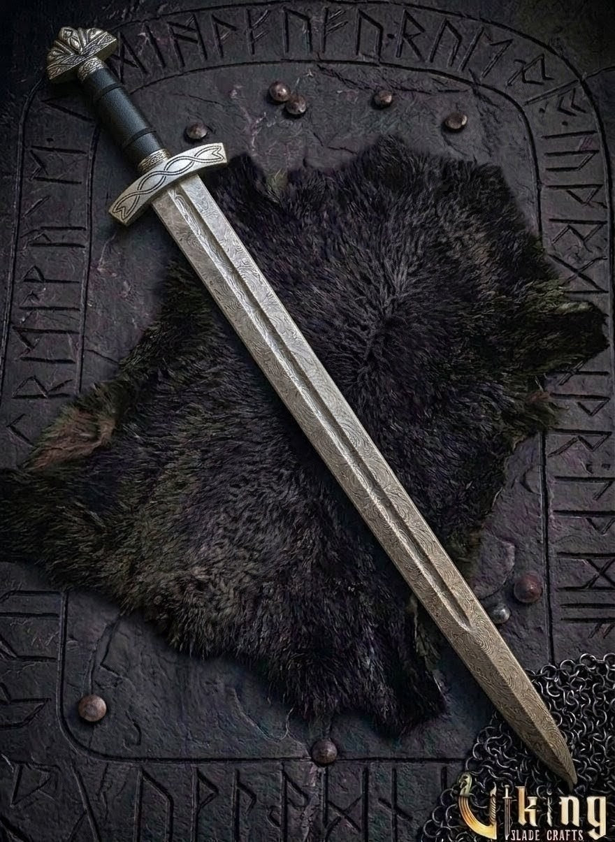 Damascus Steel Northmen Black Edition Viking Sword with Scabbard