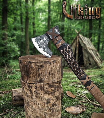Ringerike-Style Viking Axe 30" | Hand-Forged Bearded Axe with Knotwork