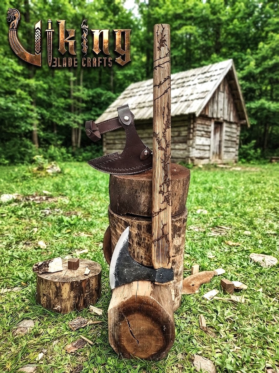 Ragnar-Inspired Viking Axe | Hand-Forged Bearded Axe | Ashwood