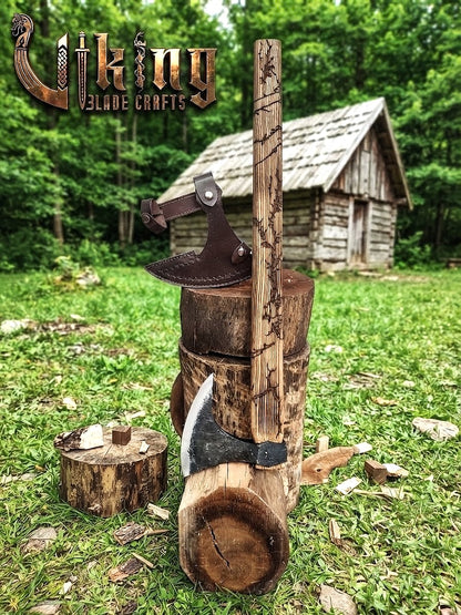 Ragnar-Inspired Viking Axe | Hand-Forged Bearded Axe | Ashwood