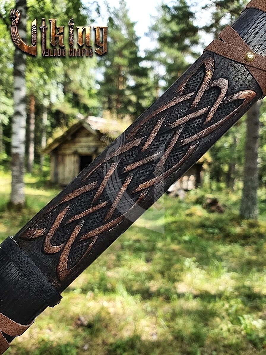Mammen-Style Viking Axe 30" | Hand-Forged Bearded Axe with Carved Ashwood