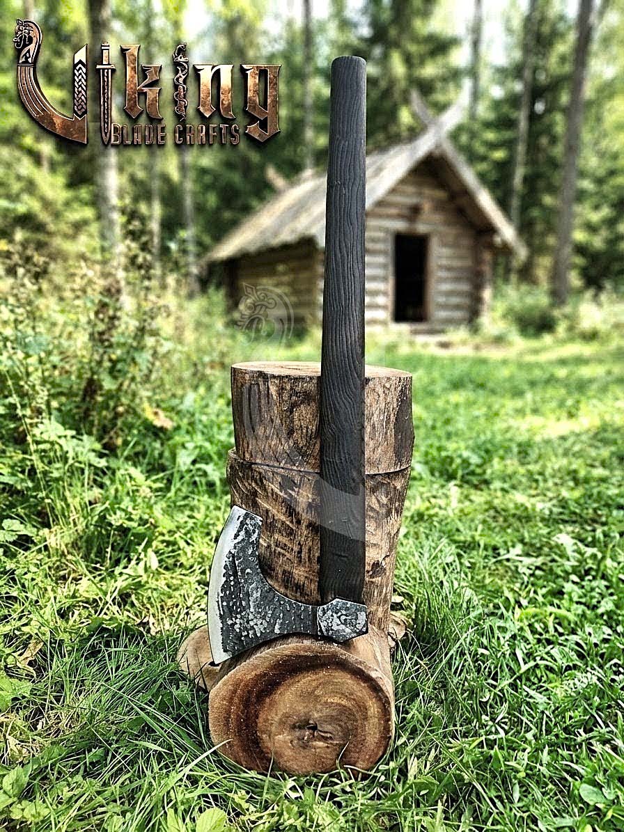 True Hand-Forged Viking Bearded Axe 30" | Fanned Broad-Beard Skeggøx
