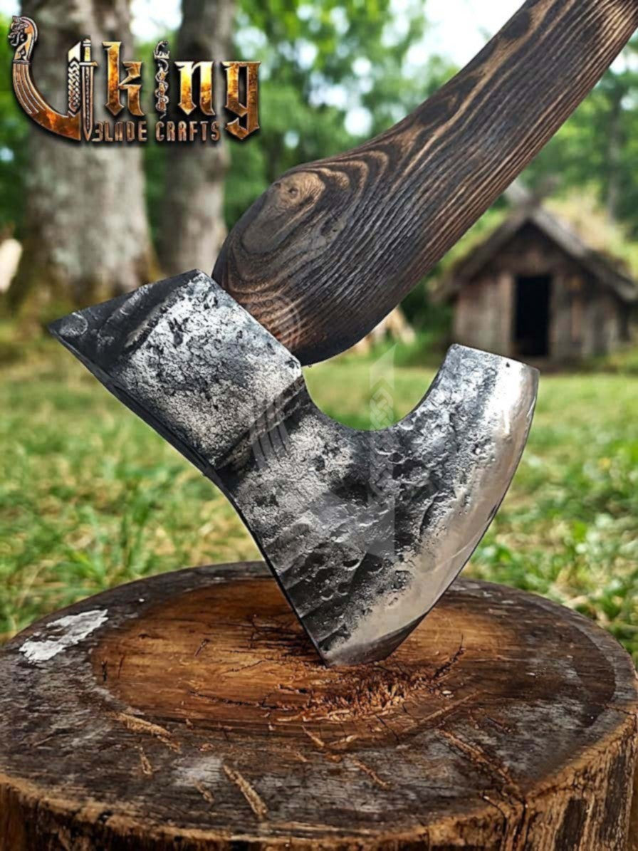 True Hand-Forged Viking Bearded Axe 30" | Sculpted Skeggøx