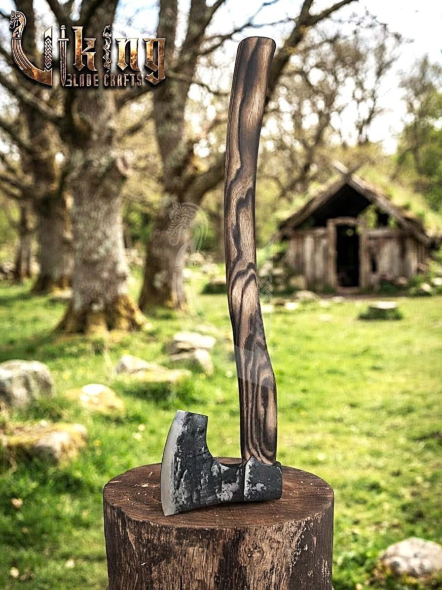 True Hand-Forged Viking Bearded Axe 30" | Hook-Beard Recurve Skeggøx