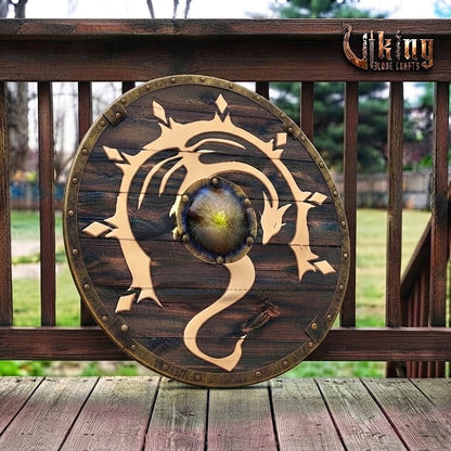 The Skjöldr of the Sun-Dragon Handcrafted Painted Dragon Viking Shield