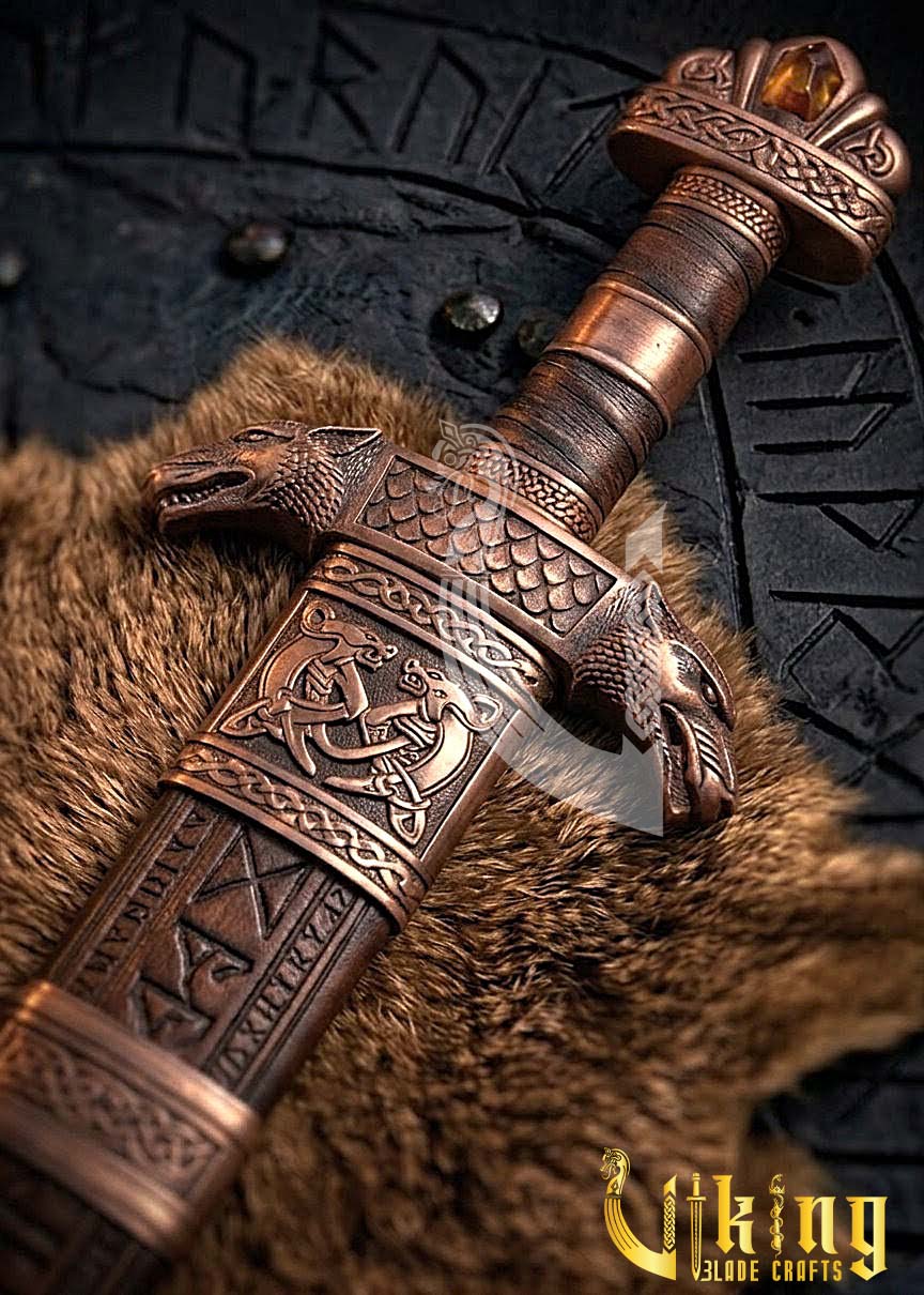 Premium Handcrafted Wolf Fenrir Viking Sword Replica Norse Collectible