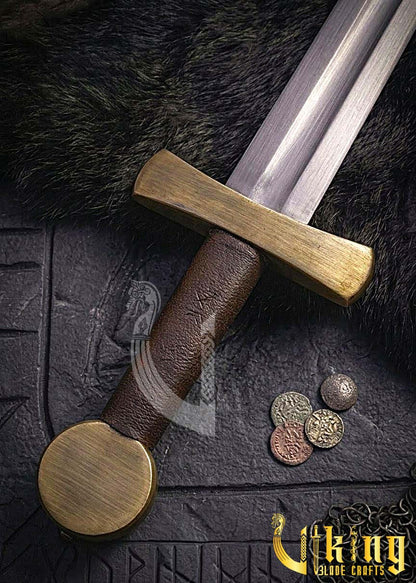 Handcrafted Single-Handed Viking Sword Replica With Leather Scabbard