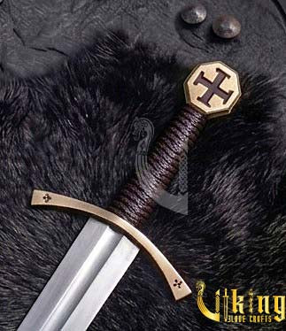 Authentic Handmade Medieval Cross Pattee Sword With Leather Scabbard