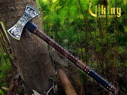 The Helm of Awe 30" Viking Axe & Carved Wooden Shield – Norse Warrior Set Viking_Blade_Crafts