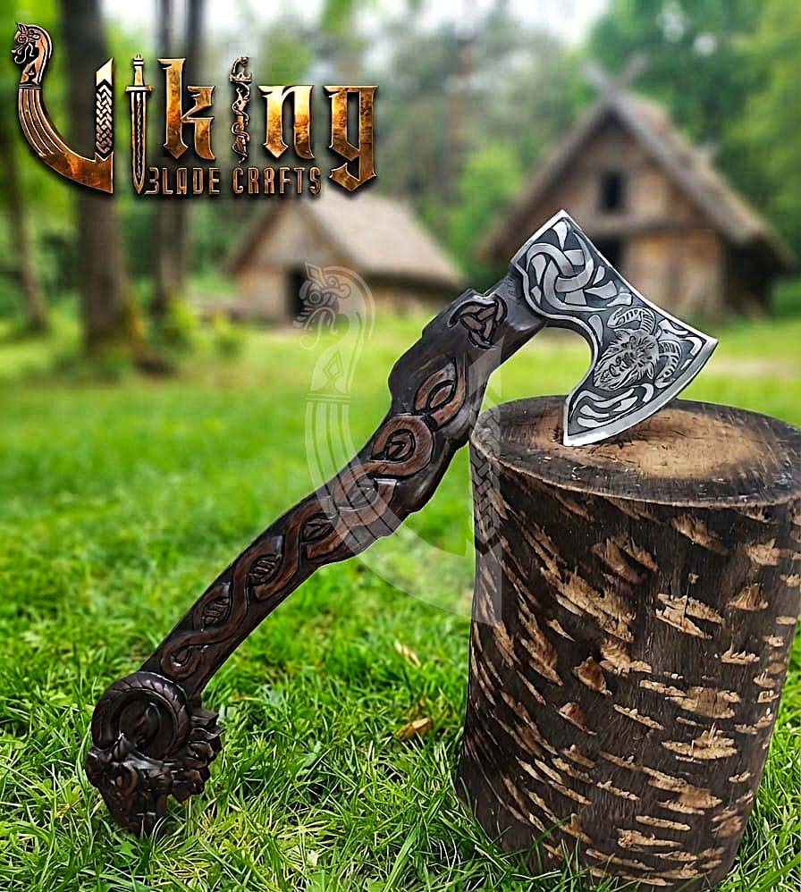 Geit Norse Axe | Goat Totem Handle | Hand Forged Steel