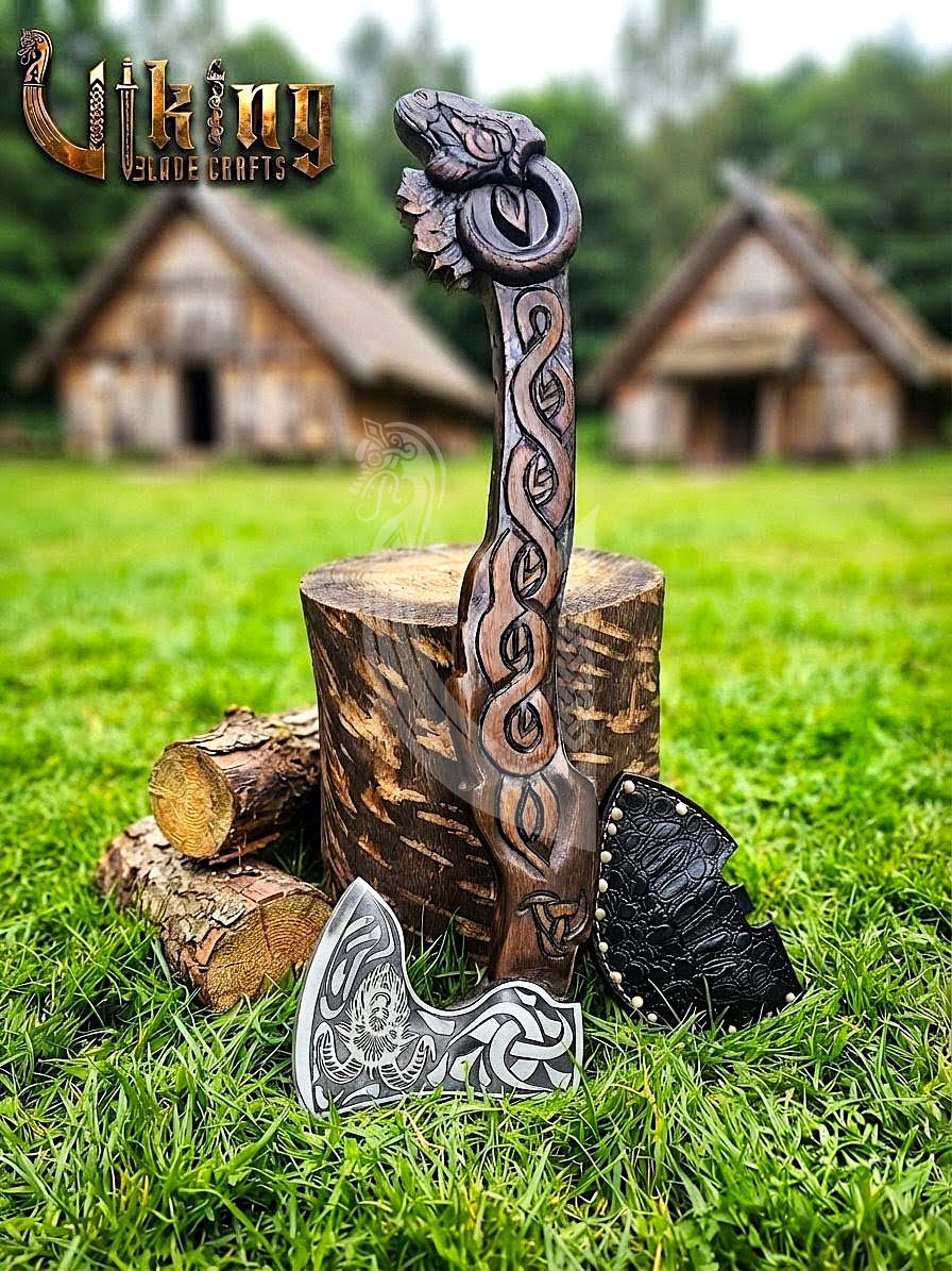 Geit Norse Axe | Goat Totem Handle | Hand Forged Steel