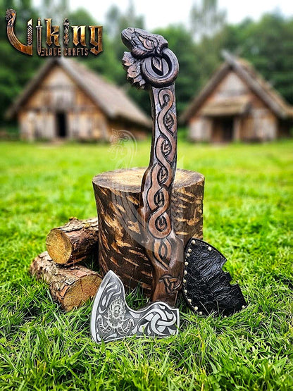 Geit Norse Axe | Goat Totem Handle | Hand Forged Steel