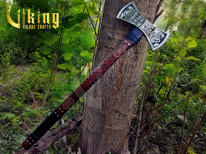 The Helm of Awe 30" Viking Axe & Carved Wooden Shield – Norse Warrior Set Viking_Blade_Crafts