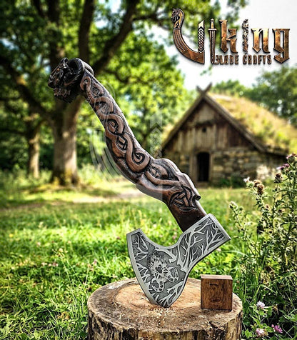 Thor Goat Viking Axe | Geit Totem | Forged Steel