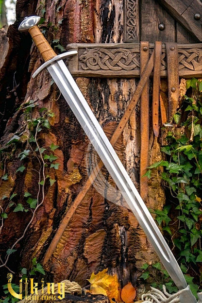 Authentic Late Viking Age Sword Replica With Genuine Leather Scabbard