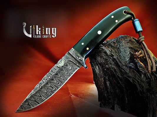 Damascus Steel  Fixed Blade Hunting & Camping Knife With Dual Sheath
