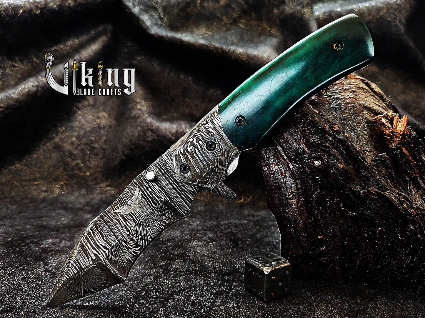 Premium Edition Stained Bone Handle Damascus Steel Folding Pocket Knife