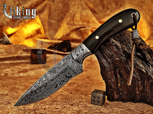 Hand-Forged Damascus Steel Fixed Blade Hunting Knife With Micarta Handle