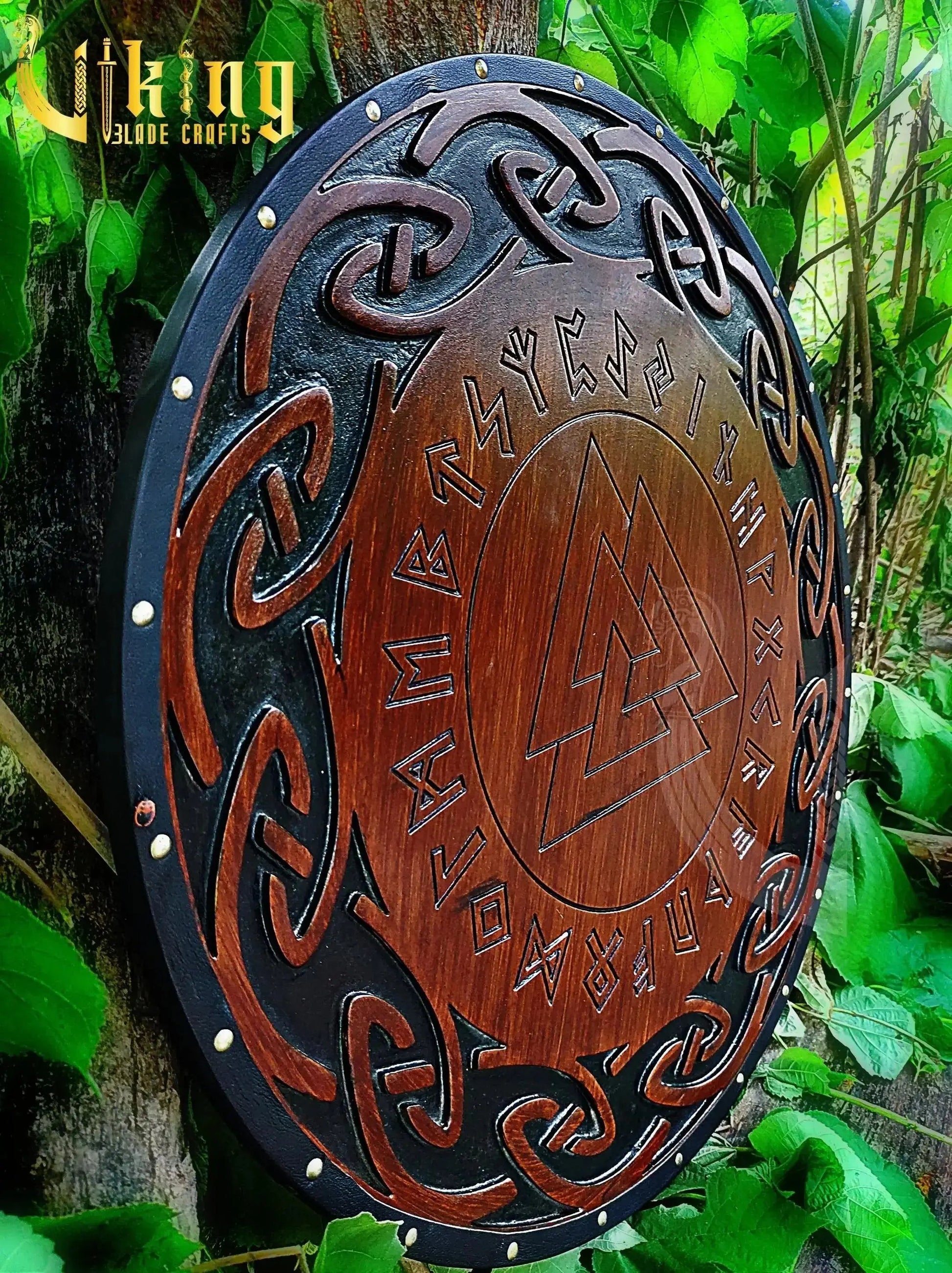 Forged 30" Double Edge Viking Axe with Valknut & Viking Runes Shield Viking_Blade_Crafts
