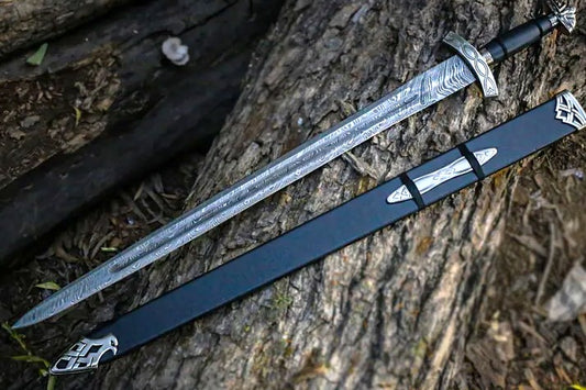 Damascus Steel Northmen Black Edition Viking Sword with Scabbard