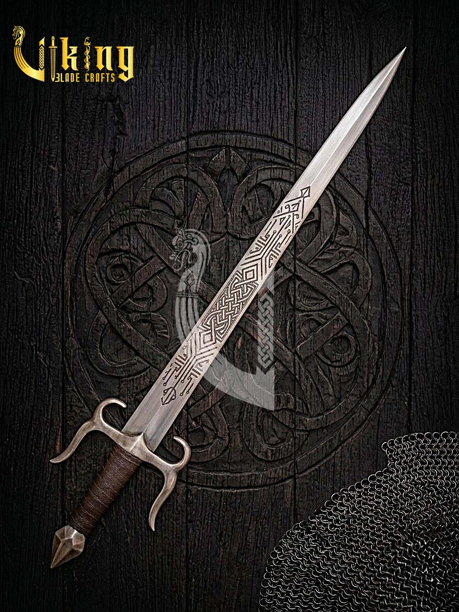 Handmade Medieval Celtic Knot Sword | Steel Fantasy Sword with Leather Grip