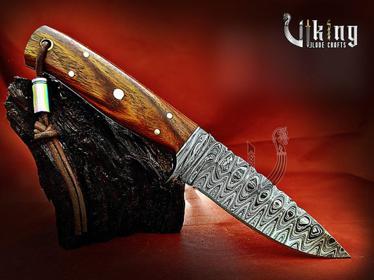 Handmade Damascus Steel Fixed Blade Hunting Knife With Dual Leather Sheath