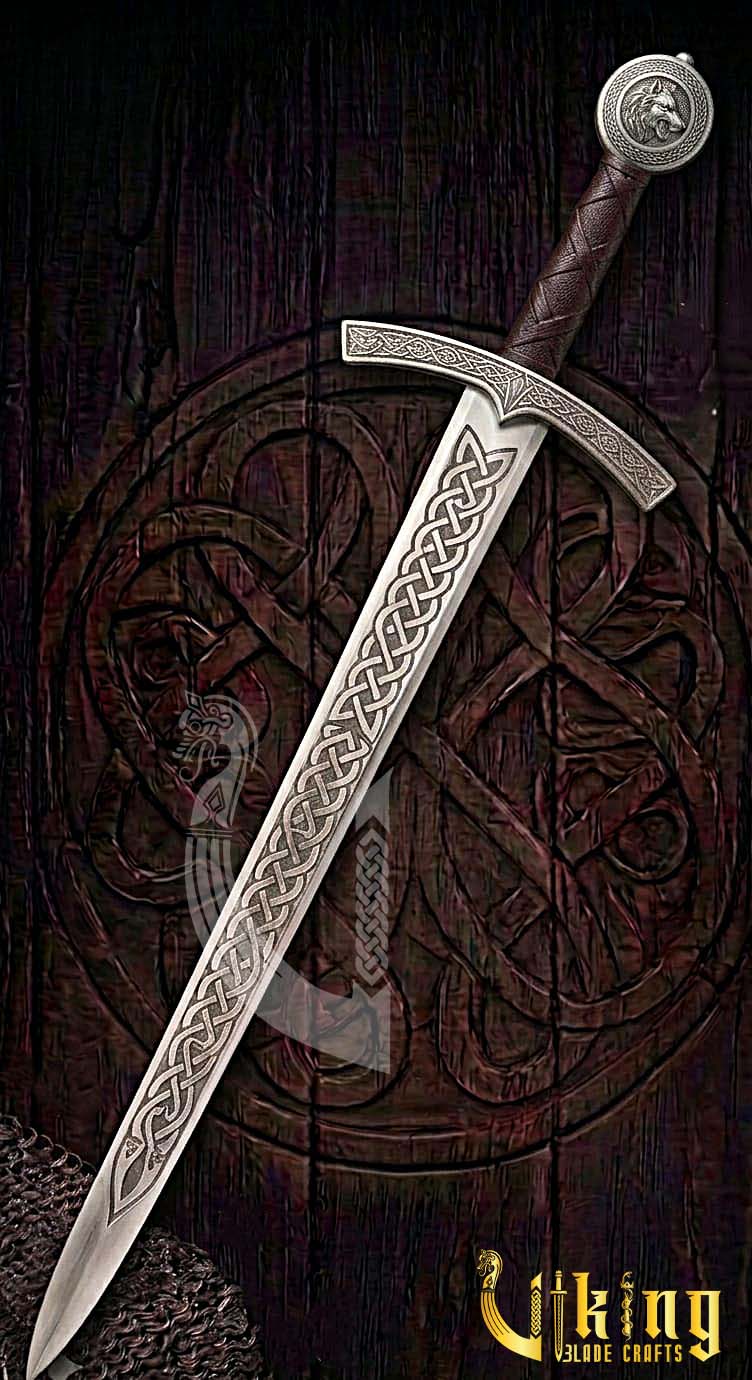 2nd Edition Norse Wolf Pommel Viking Sword Replica With Etched Blade
