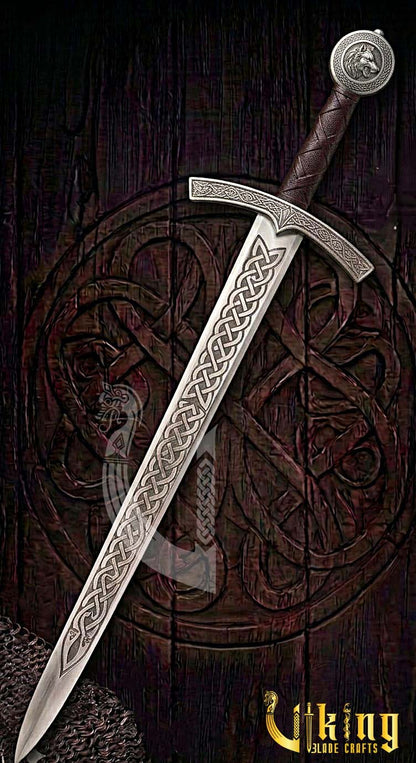 2nd Edition Norse Wolf Pommel Viking Sword Replica With Etched Blade