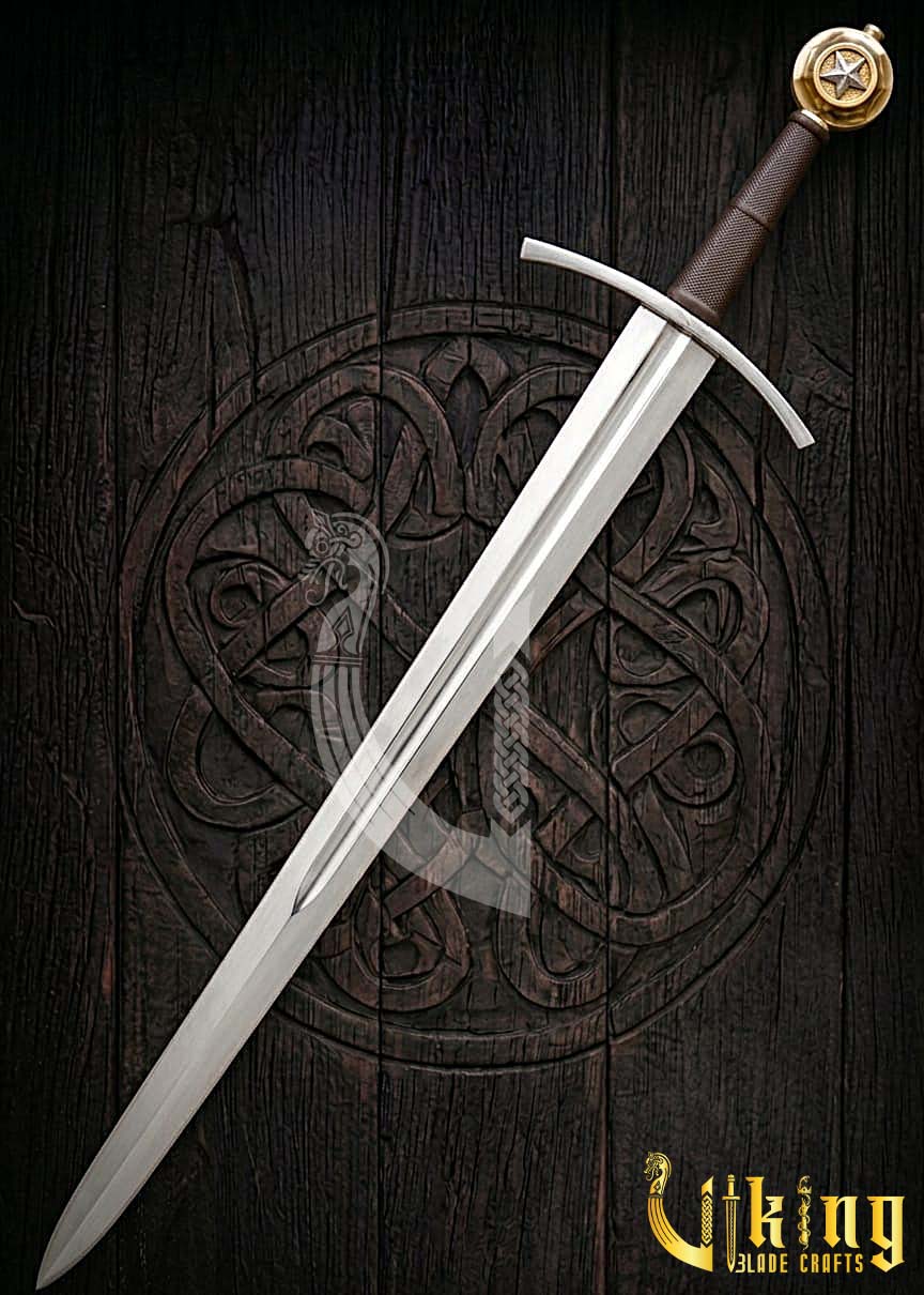 Handcrafted Star Edition Pommel Knightly Sword: Medieval Armor Replica
