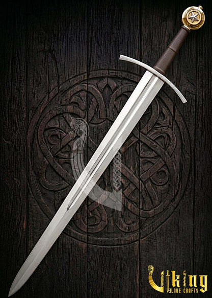 Handcrafted Star Edition Pommel Knightly Sword: Medieval Armor Replica