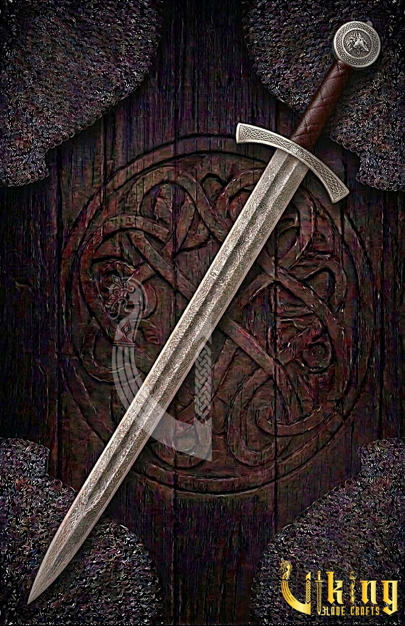 Authentic Norse Wolf Pommel Viking Sword Replica With Leather Scabbard