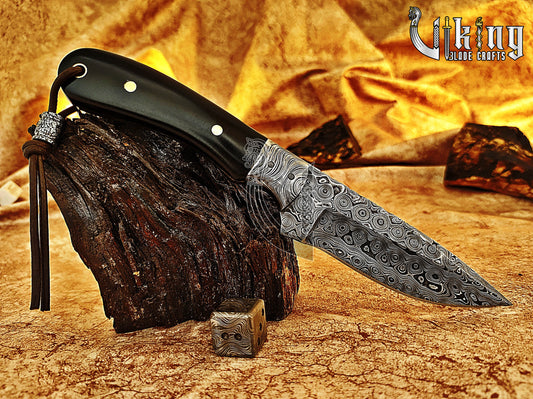 Hand-Forged Damascus Steel Fixed Blade Hunting Knife With Micarta Handle