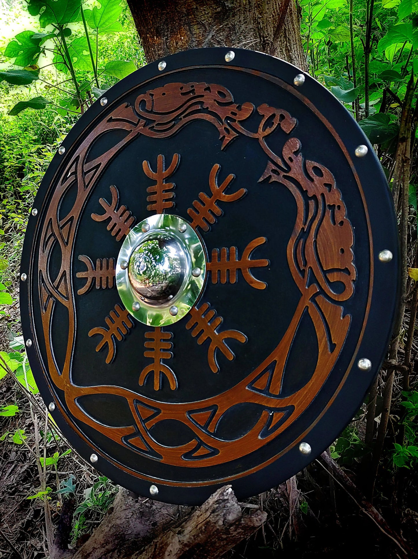 The Helm of Awe 30" Viking Axe & Carved Wooden Shield – Norse Warrior Set Viking_Blade_Crafts