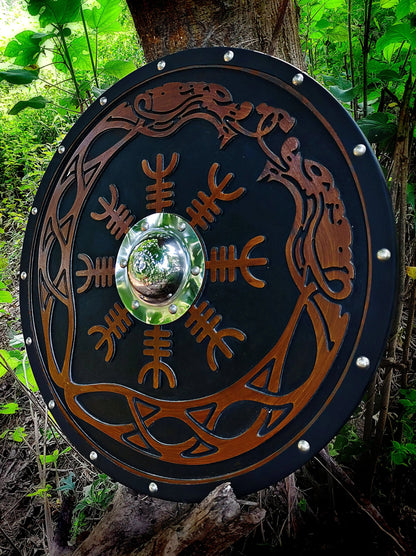 The Helm of Awe 30" Viking Axe & Carved Wooden Shield – Norse Warrior Set Viking_Blade_Crafts